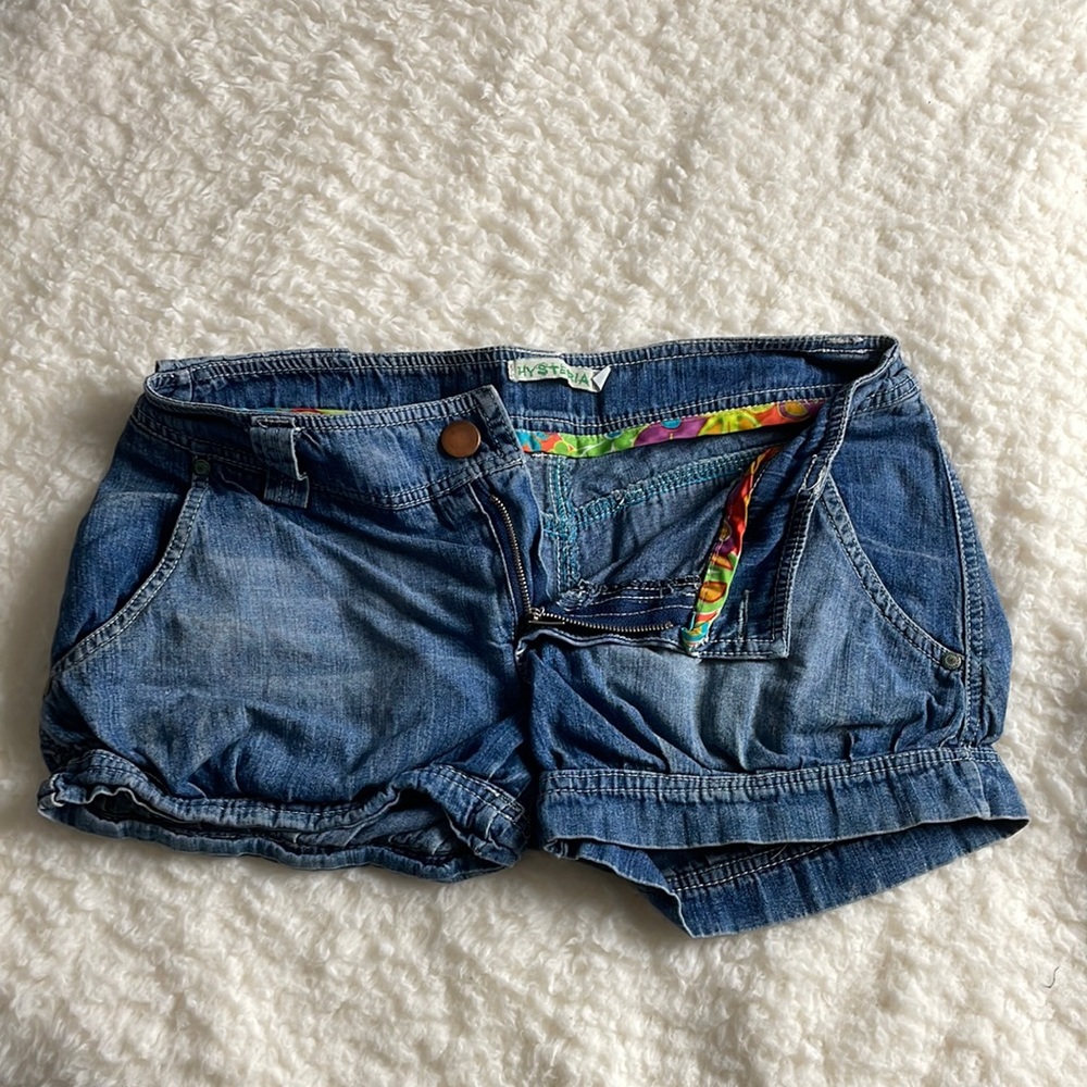 Hysteria Denim Short Shorts in Blue - Size X-Small